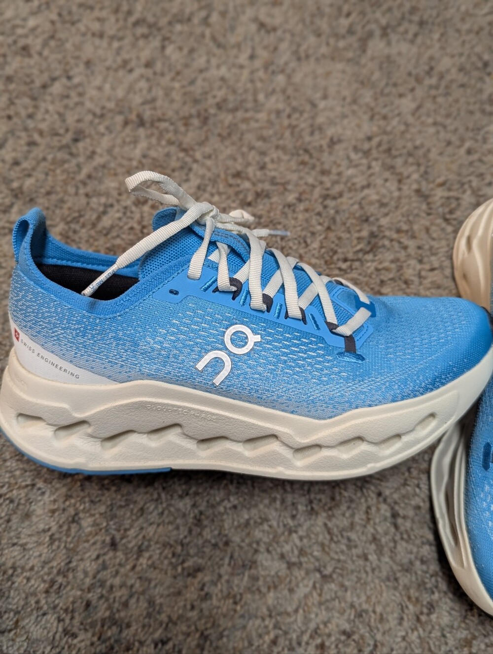 On Running Cloudmonster Women's Running Shoe in Sky Blue and White